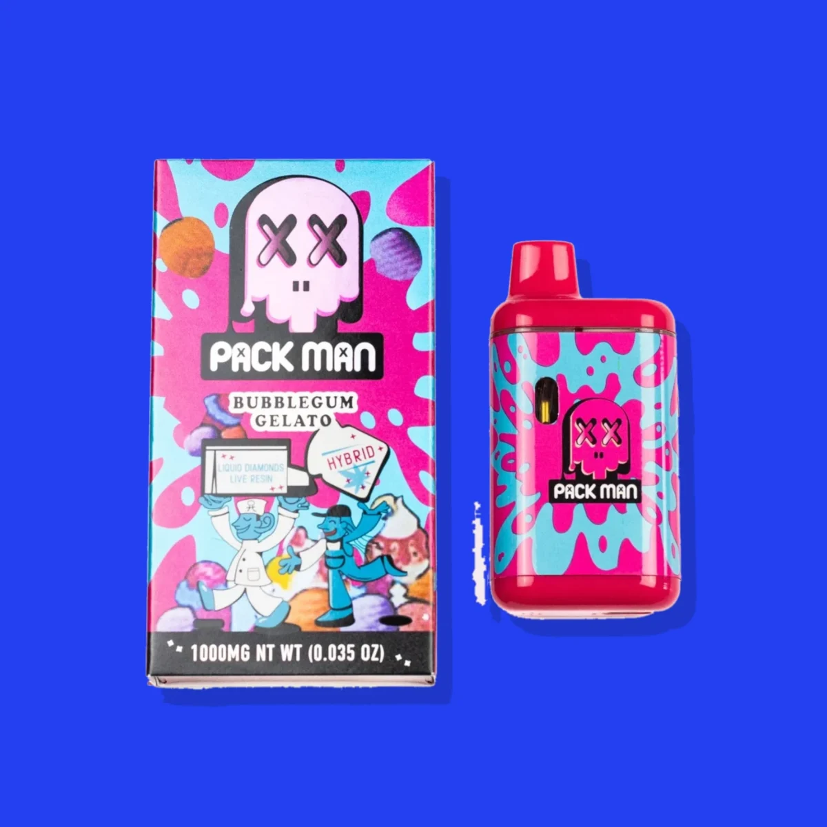 Bubblegum Gelato di Pack Man, la confezione su fondo blu