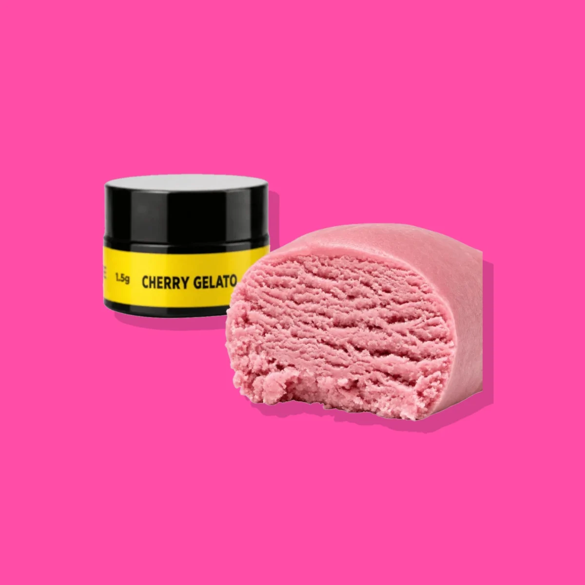 Cherry Gelato Hash di PUFFLOVE, la confezione su fondo fucsia
