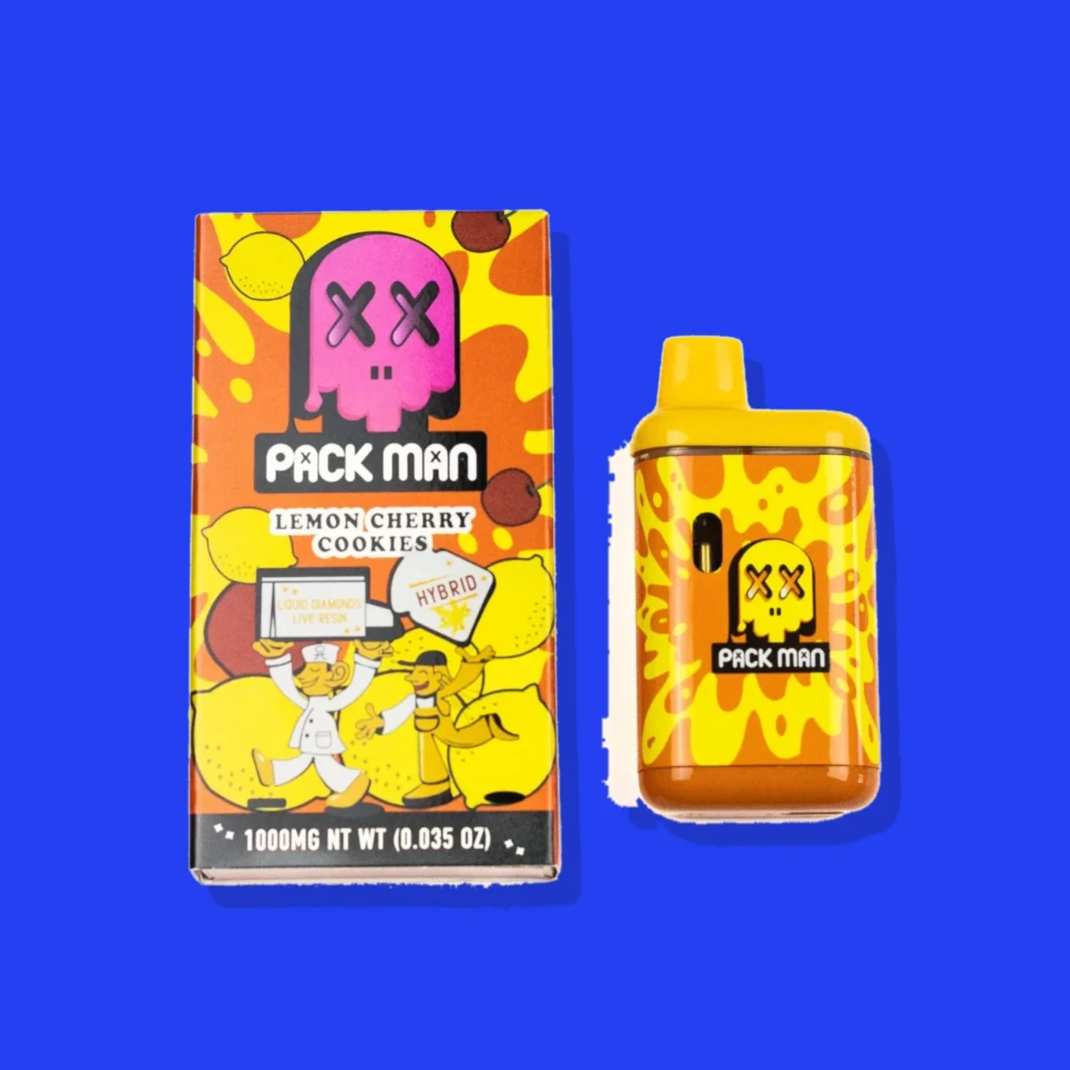 Lemon Cherry Cookies di Pack Man, la confezione su fondo blu