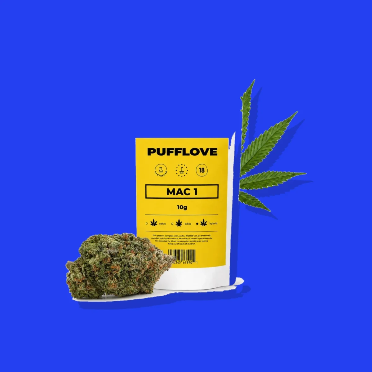 Mac 1 di PUFFLOVE, la confezione su fondo blu