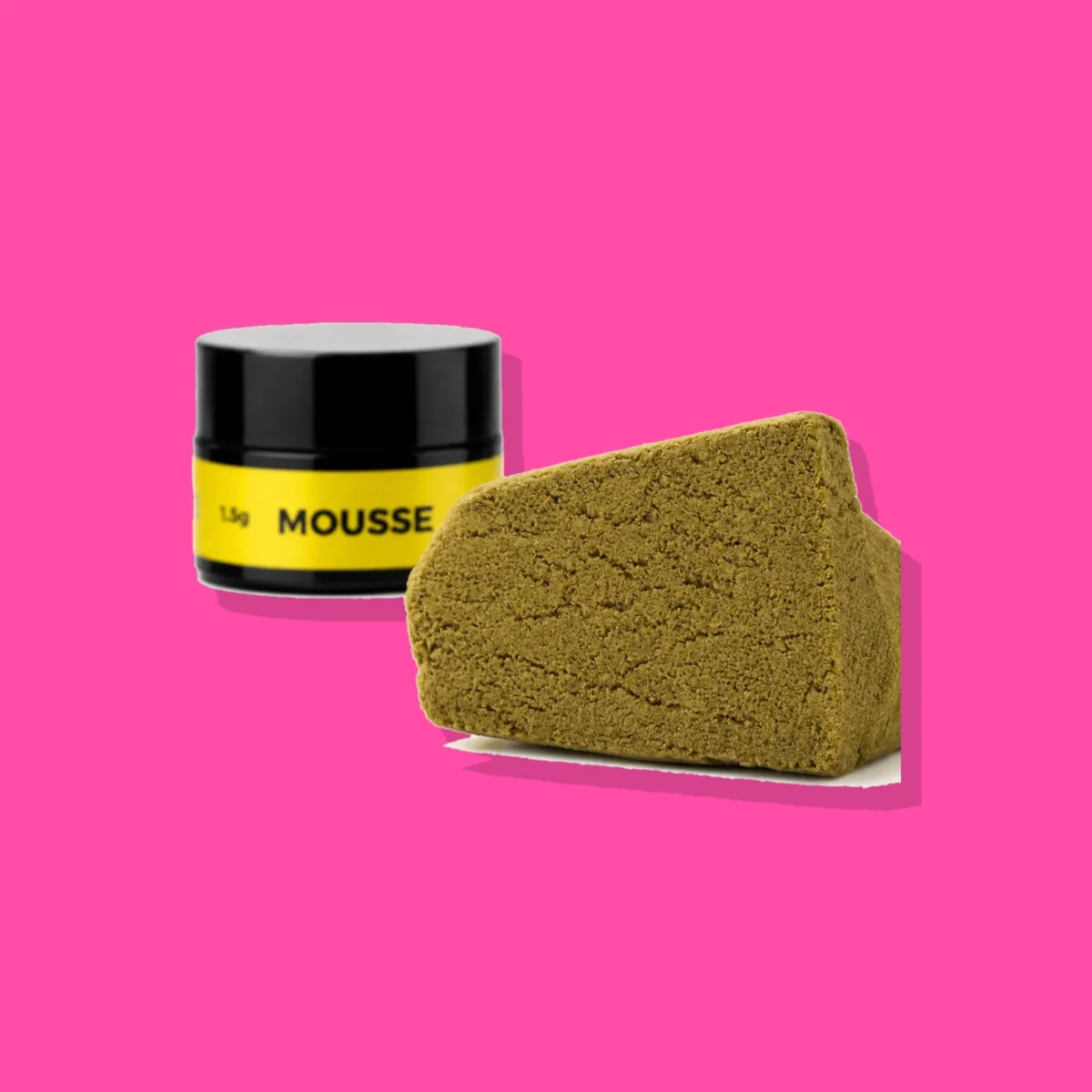 Mousse Hash di PUFFLOVE, la confezione su fondo fucsia
