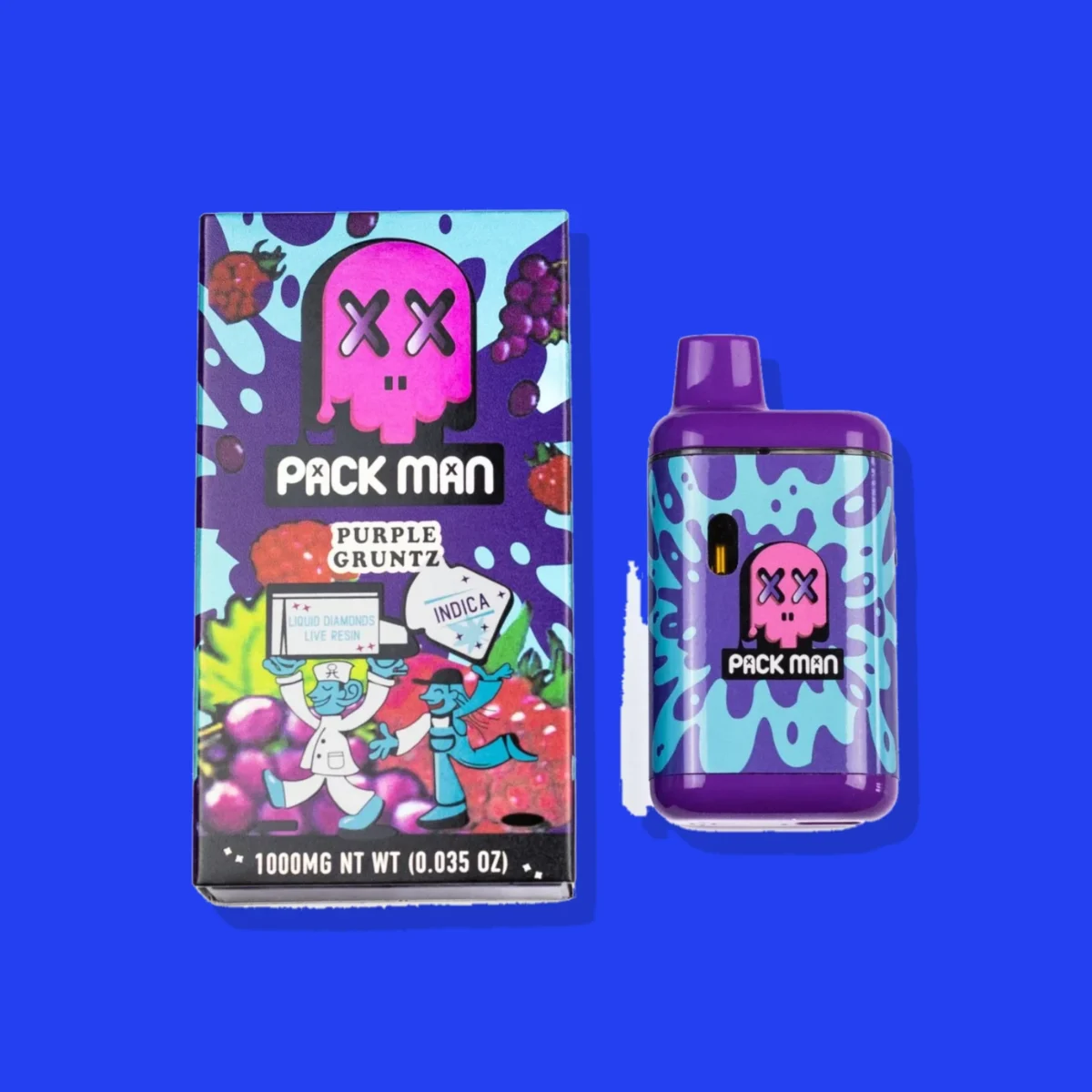 Purple Gruntz di Pack Man, la confezione su fondo blu