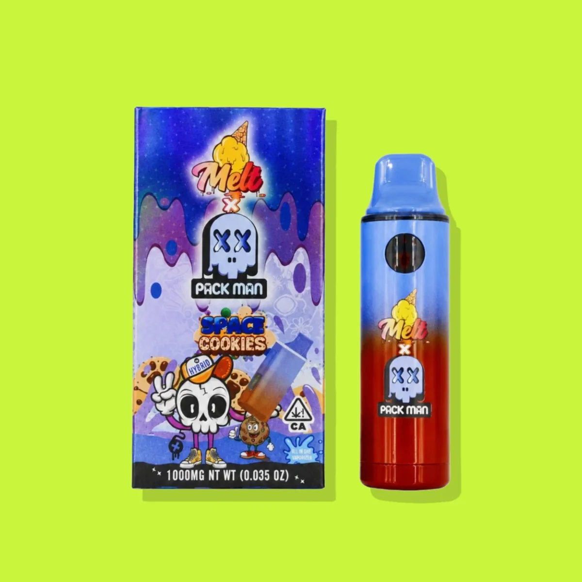 Space Cookies di Pack Man, la confezione su fondo lime