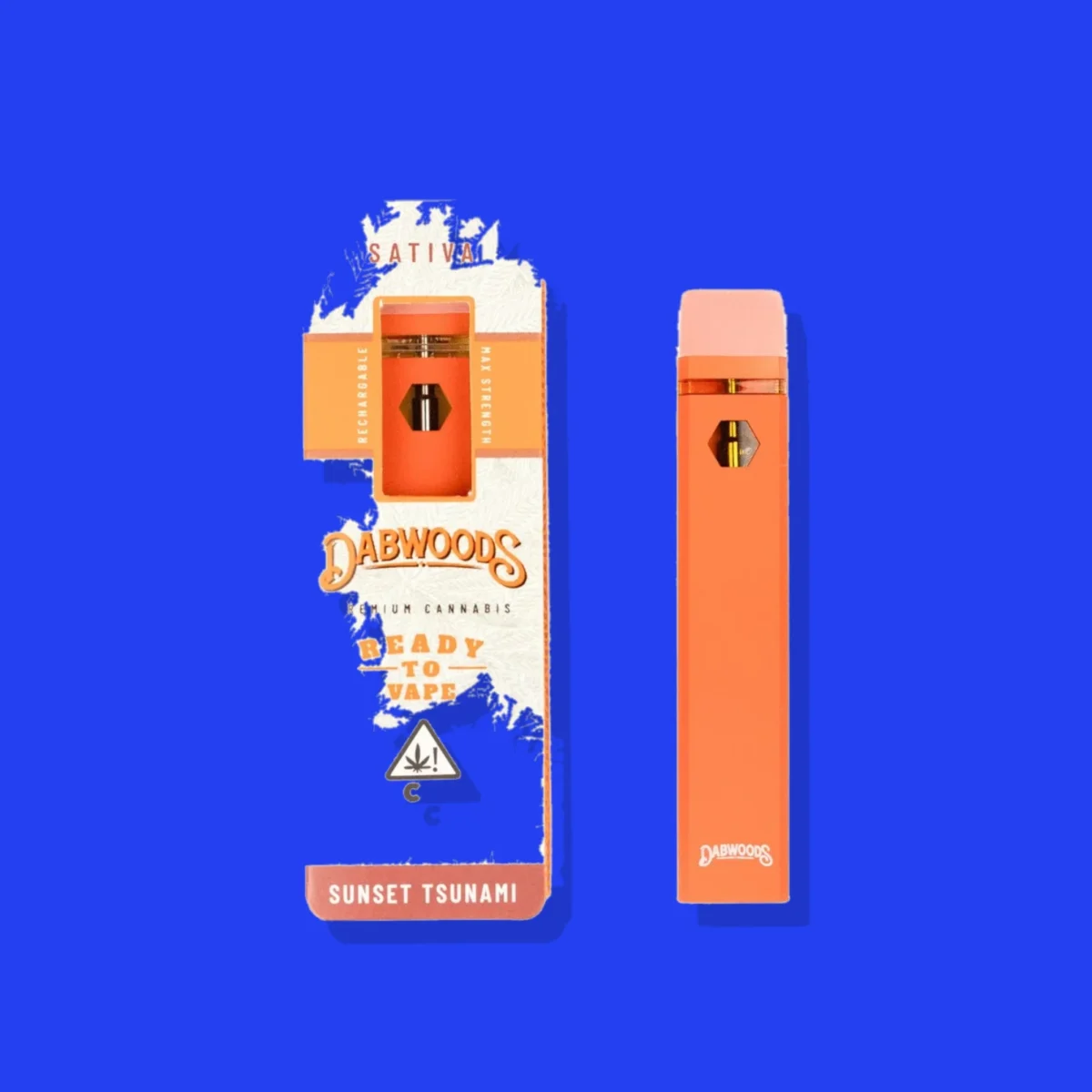 Sunset Tsunami di Dabwoods, la confezione su fondo blu