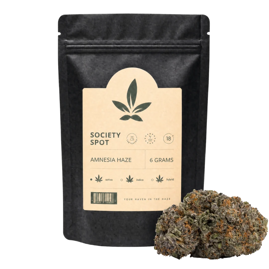 Amnesia Haze, busta Society Spot con le infiorescenze