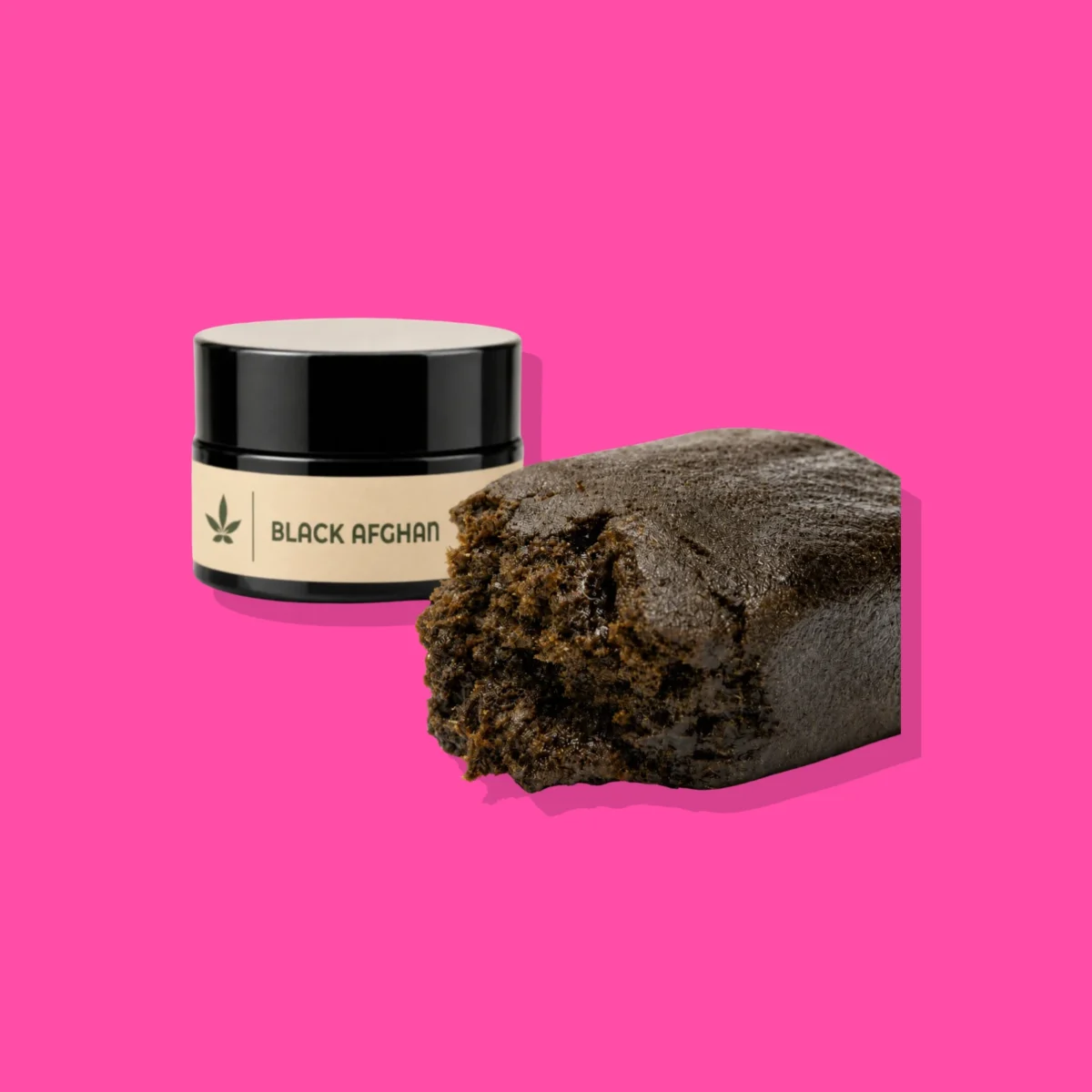 Black Afghan Hash di Society Spot, la confezione su fondo fucsia