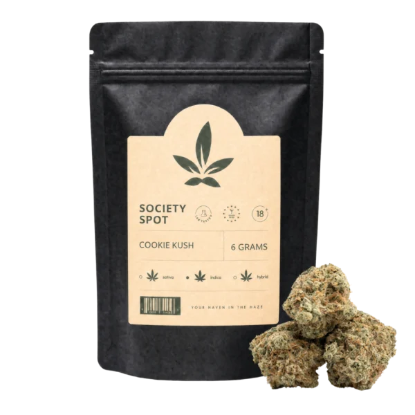 Cookie Kush, busta Society Spot con le infiorescenze