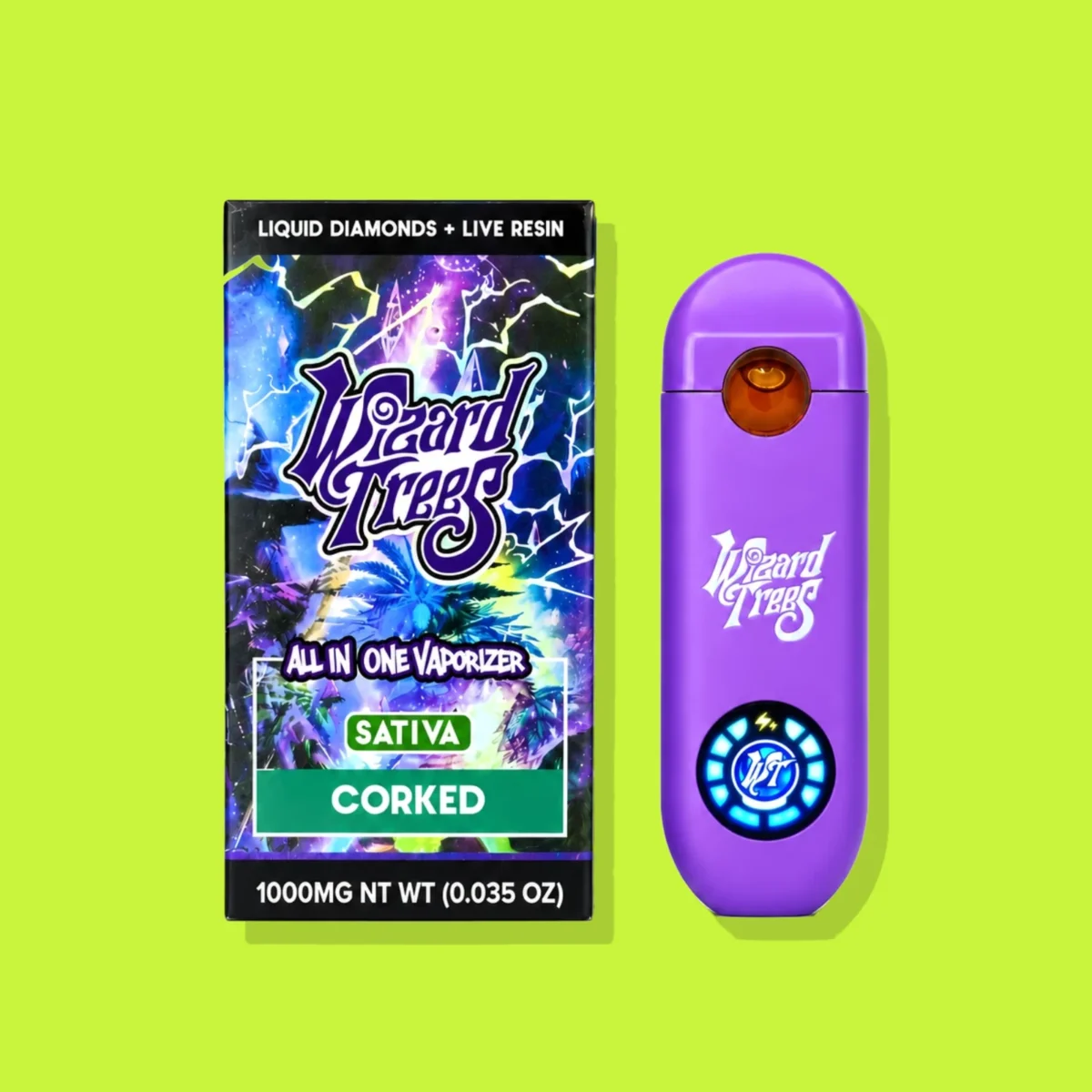 Corked di Wizard Trees, la confezione su fondo lime