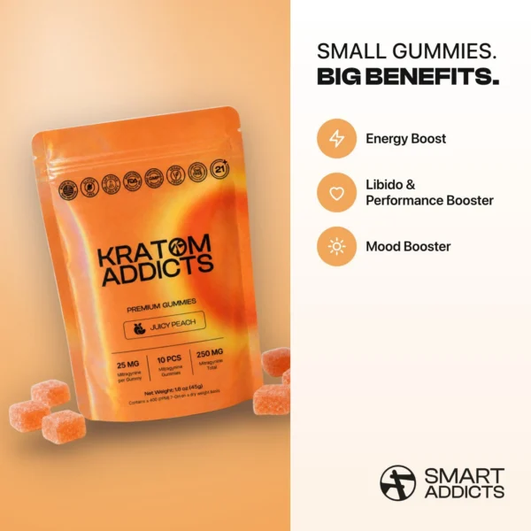 Juicy Peach Gummies Kratom Addicts, Gummies