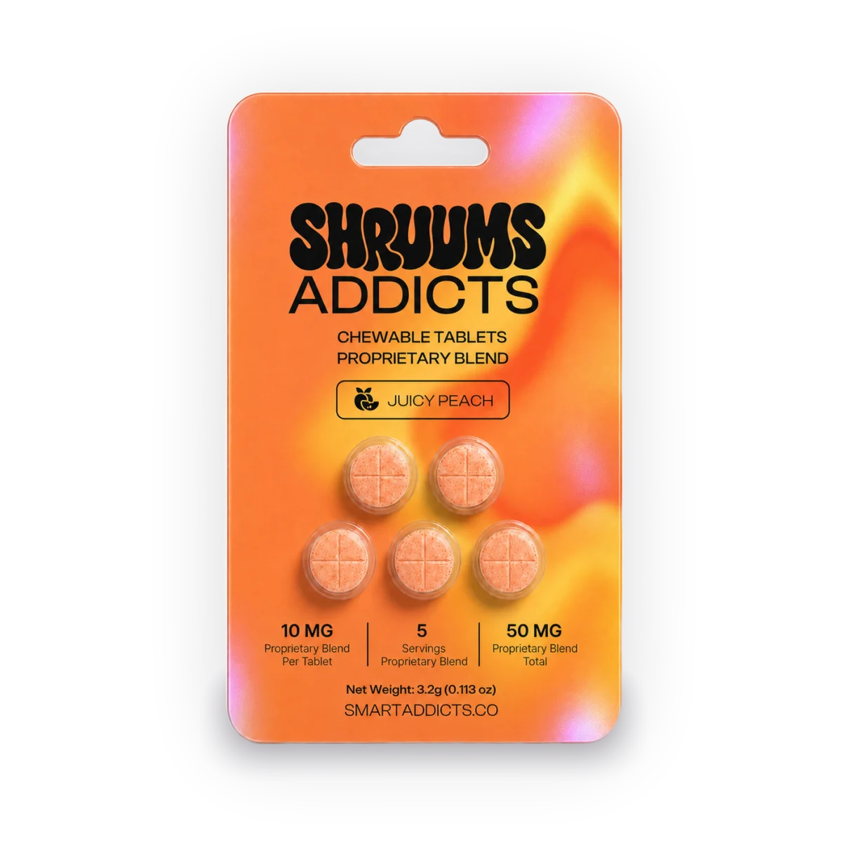 Juicy Peach Tabs Shruums Addicts, Compresse