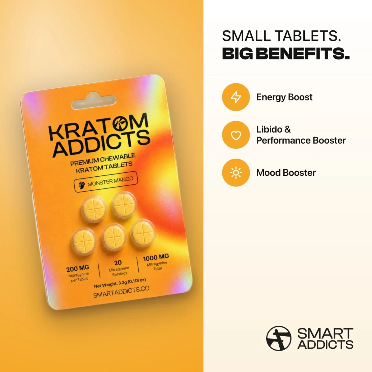 Monster Mango Tabs Kratom Addicts, Compresse