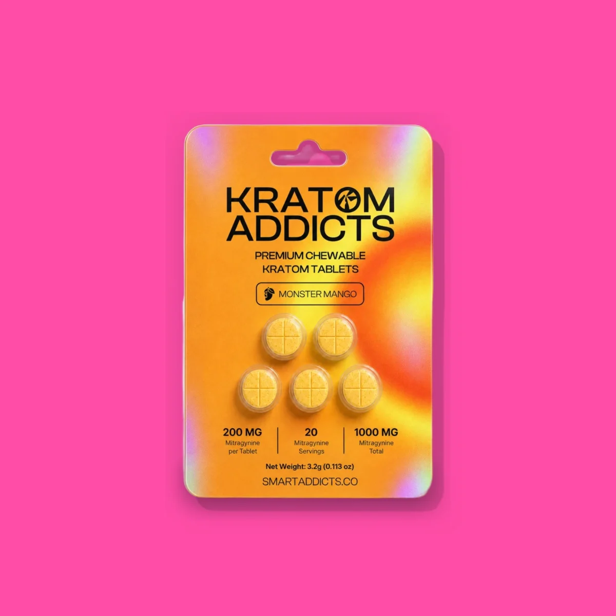 Monster Mango Tabs di Smart Addicts, la confezione su fondo fucsia