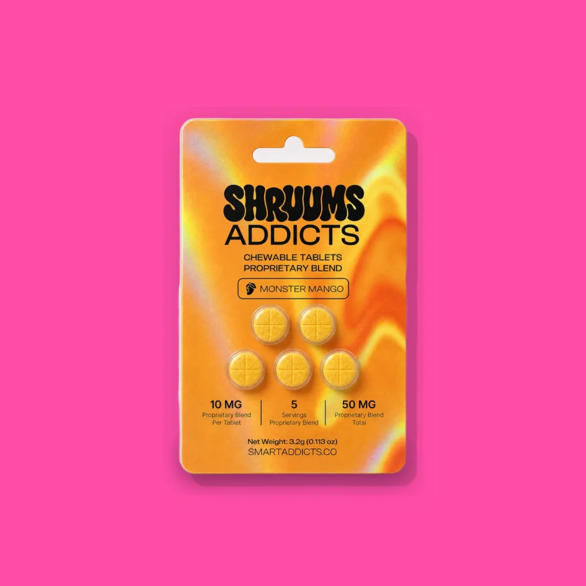 Monster Mango Tabs di Smart Addicts, la confezione su fondo fucsia