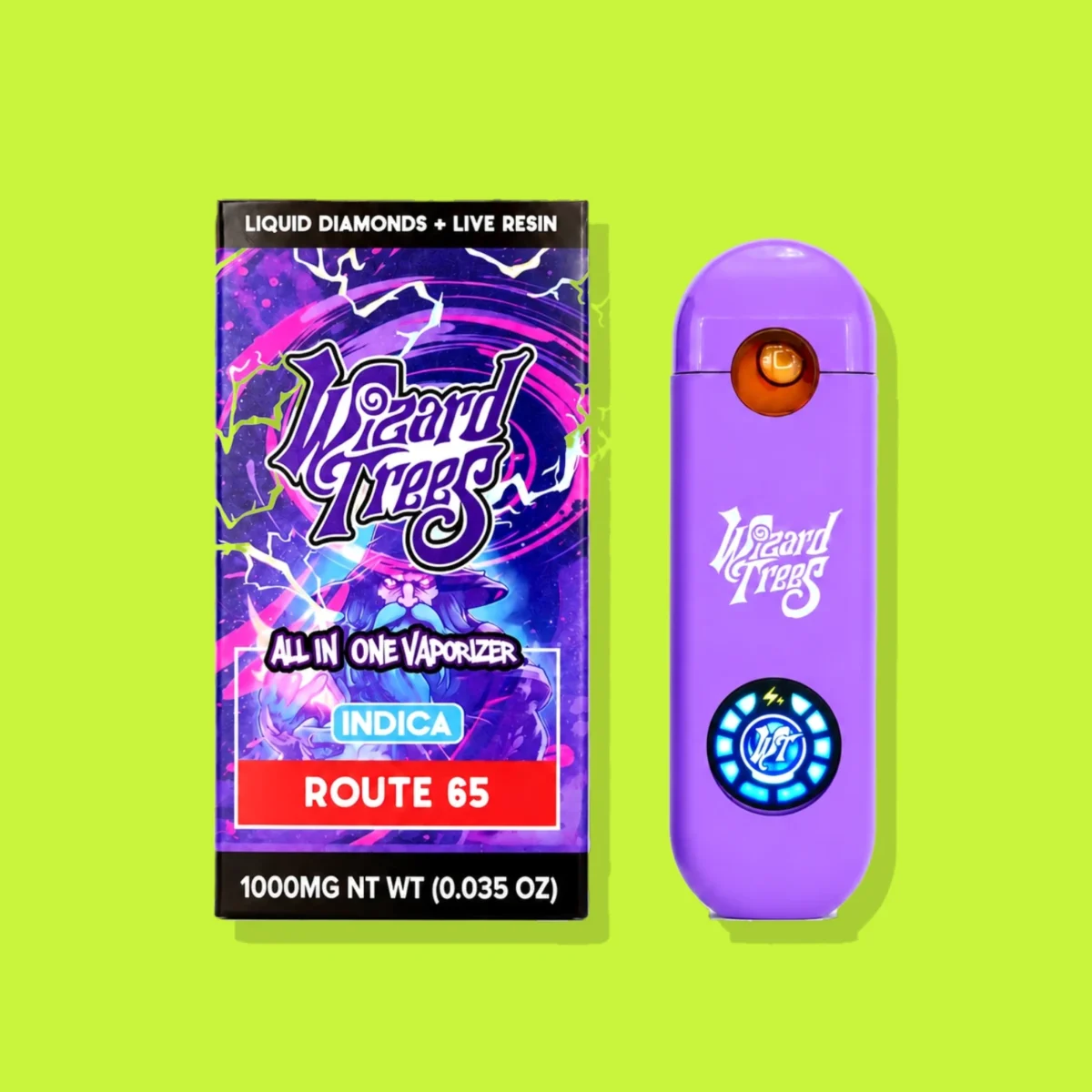 Route 65 di Wizard Trees, la confezione su fondo lime