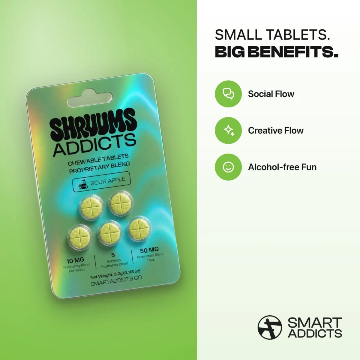 Sour Apple Tabs Shruums Addicts, Compresse
