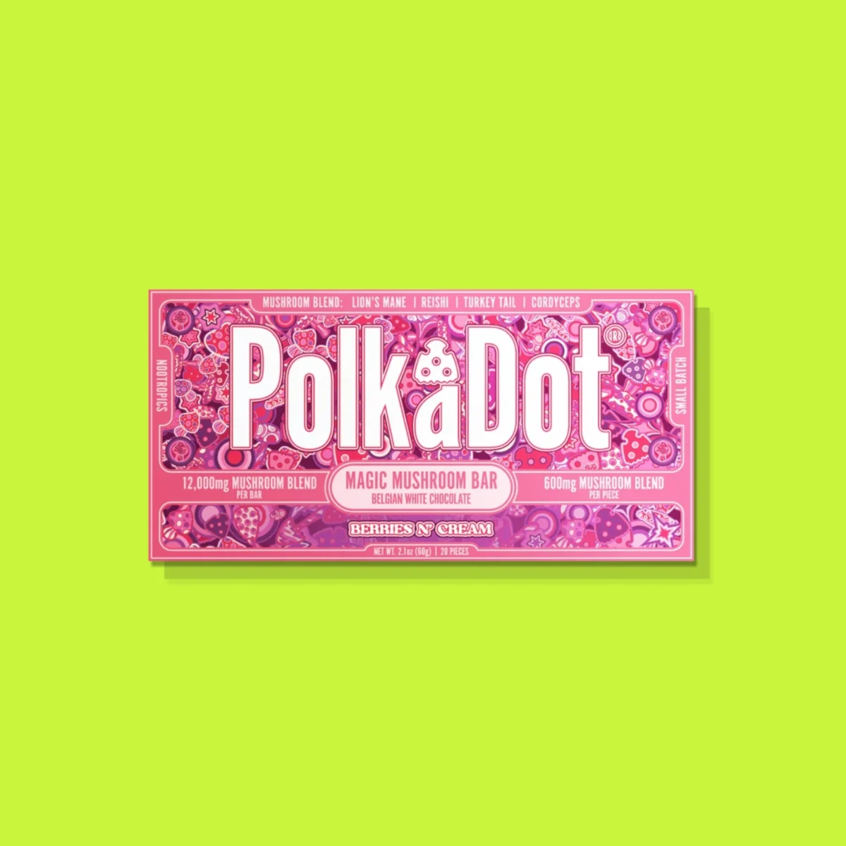Berries and Cream di PolkaDot, la confezione su fondo lime
