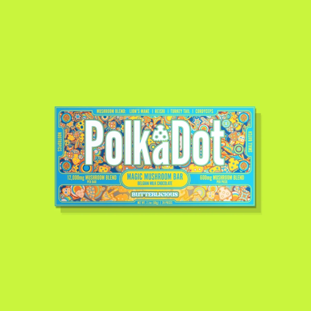 Butterlicious di PolkaDot, la confezione su fondo lime
