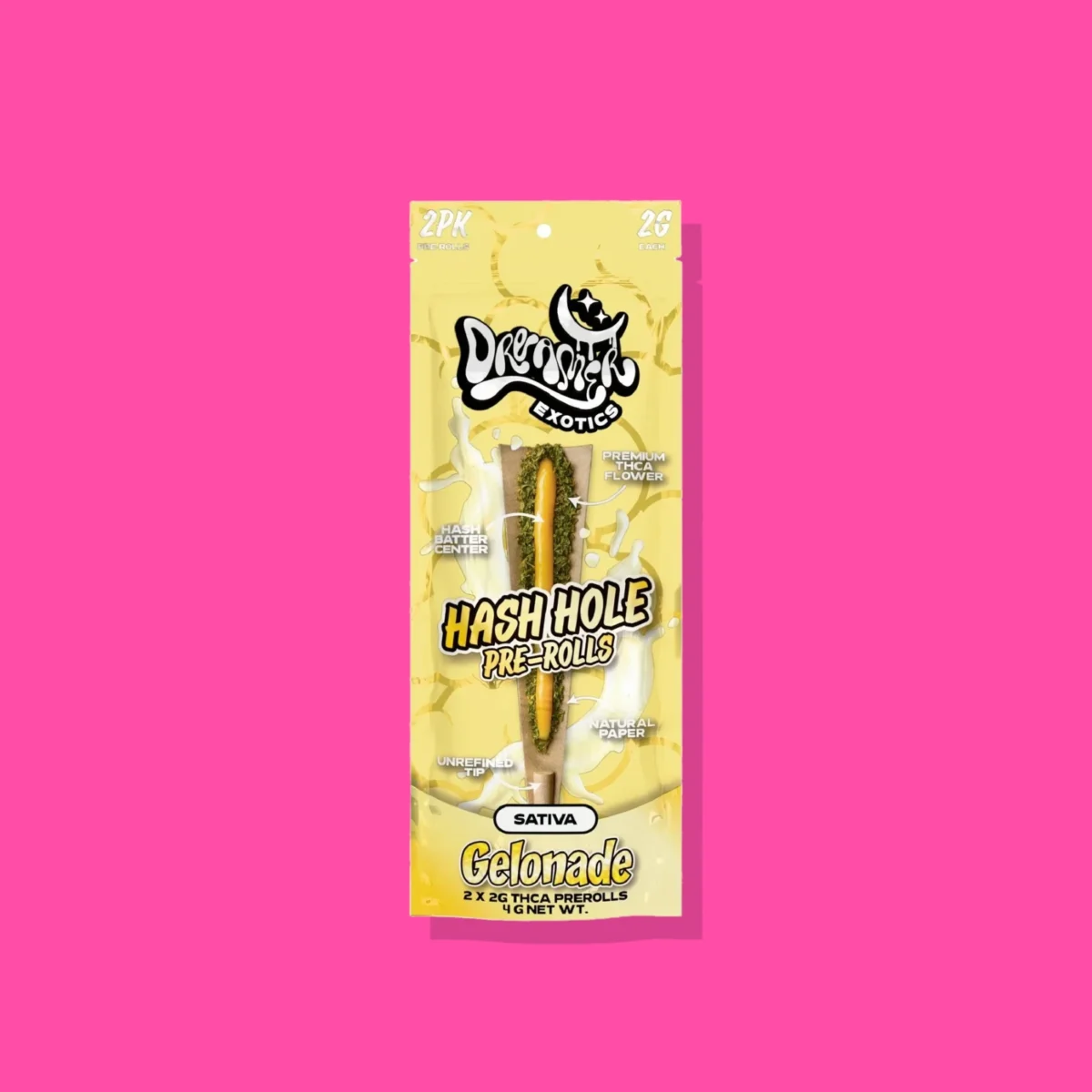 Hash Hole Gelonade di Dreamer, la confezione su fondo fucsia