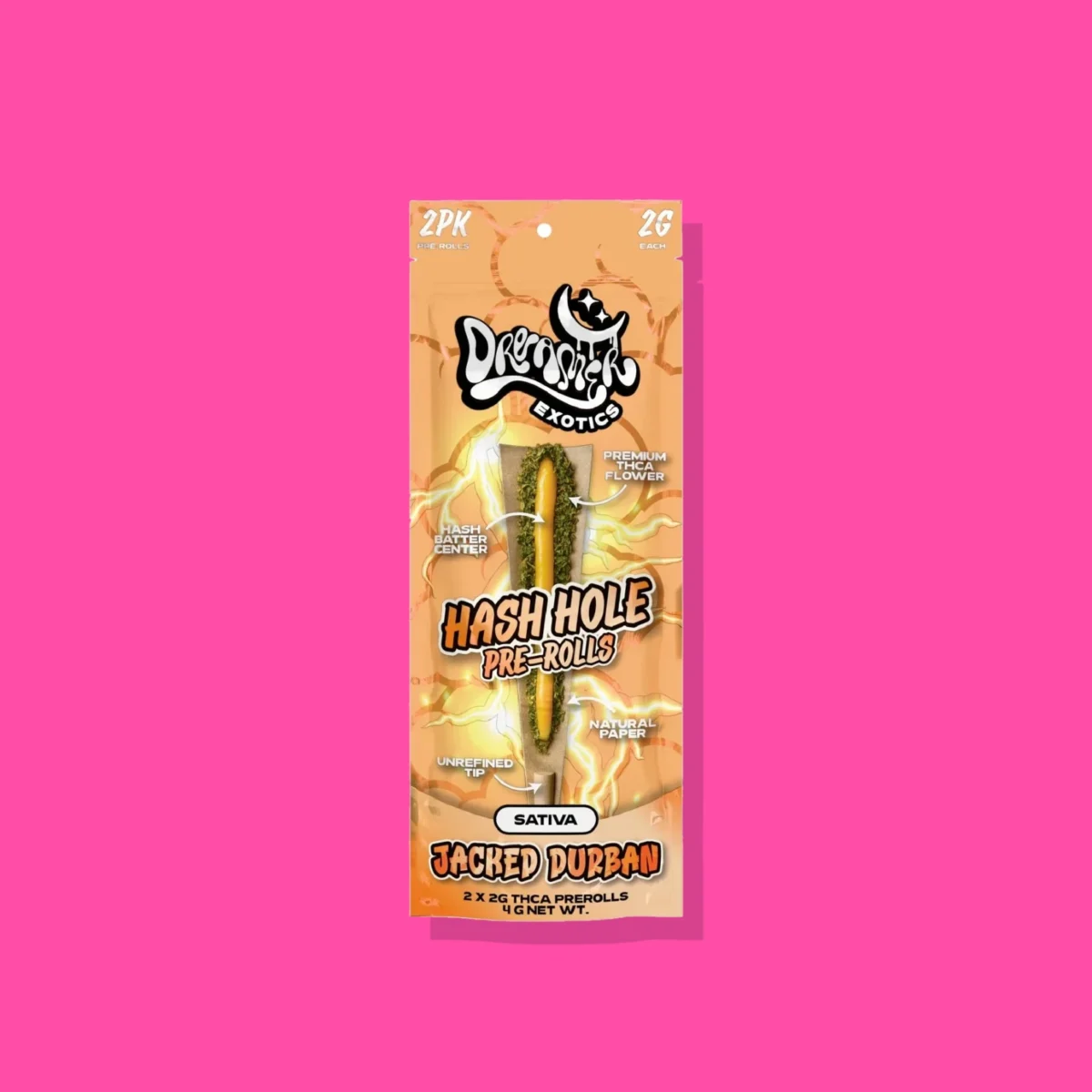 Hash Hole Jacked Durban di Dreamer, la confezione su fondo fucsia