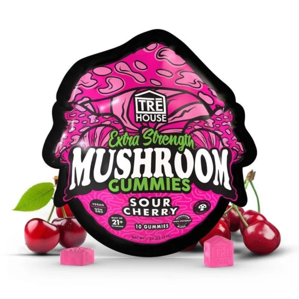Sour Cherry Mushroom Gummies, Tre House, Gummies