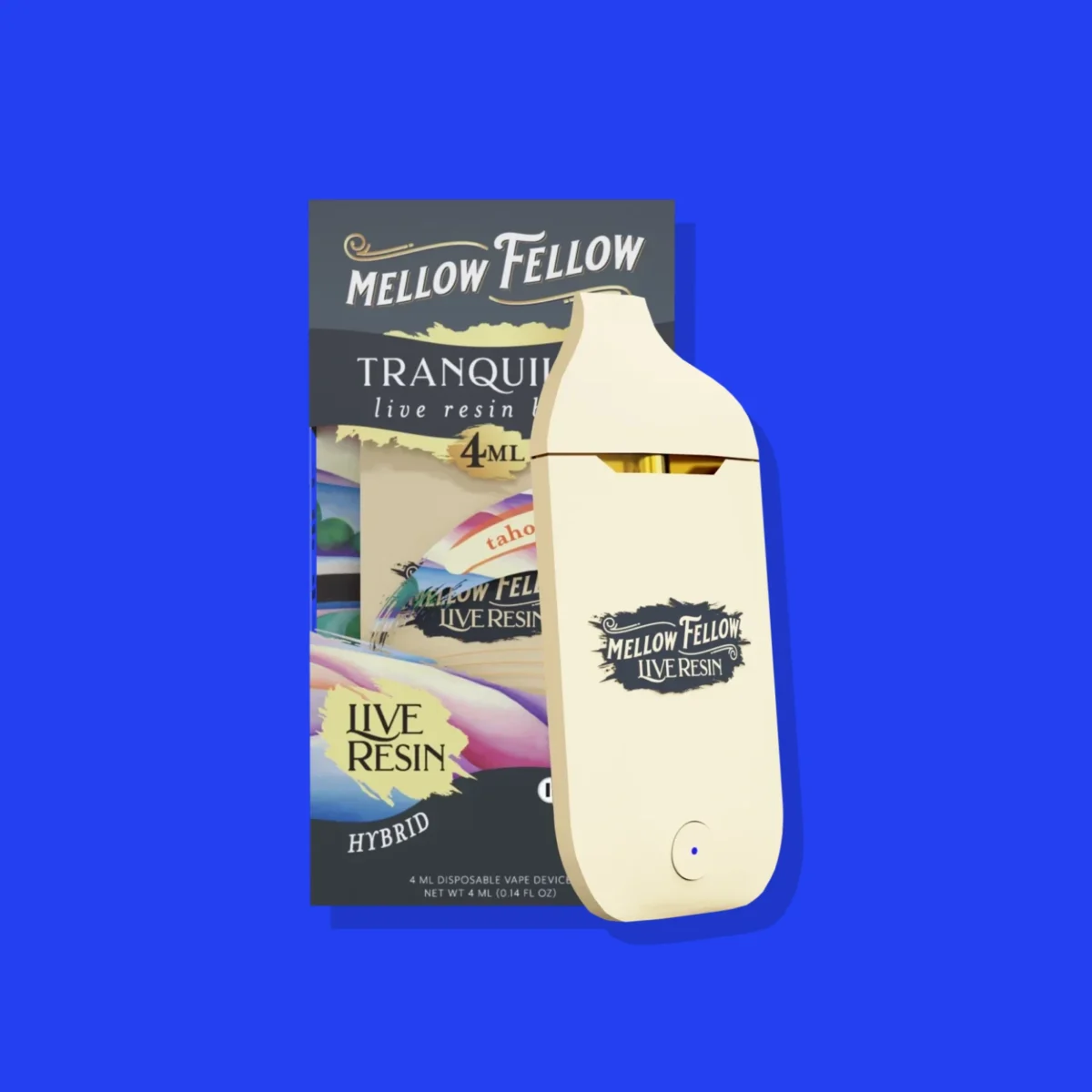 Tahoe OG Tranquility Blend di Mellow Fellow, la confezione su fondo blu
